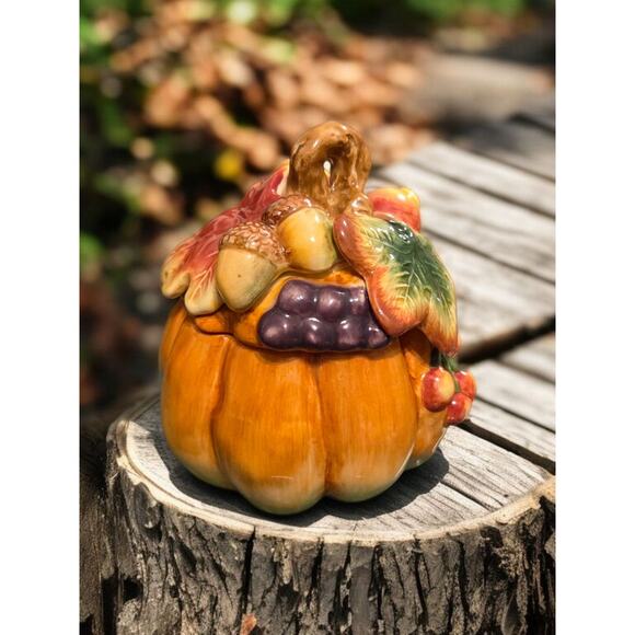 Fitz and Floyd Classics Autumn Splendor Collection Sugar Bowl with Lid in Box - Picture 5 of 7